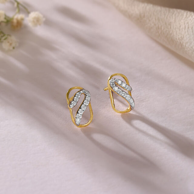 Buy Modern Flow Gold Diamond Stud Earrings at Best Price