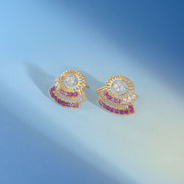 Radiant Horizon Sapphires & Diamond Stud Earrings