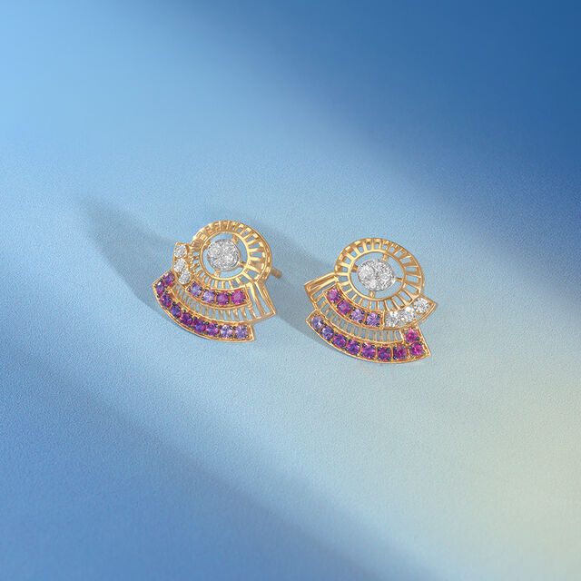 Radiant Horizon Sapphires & Diamond Stud Earrings 