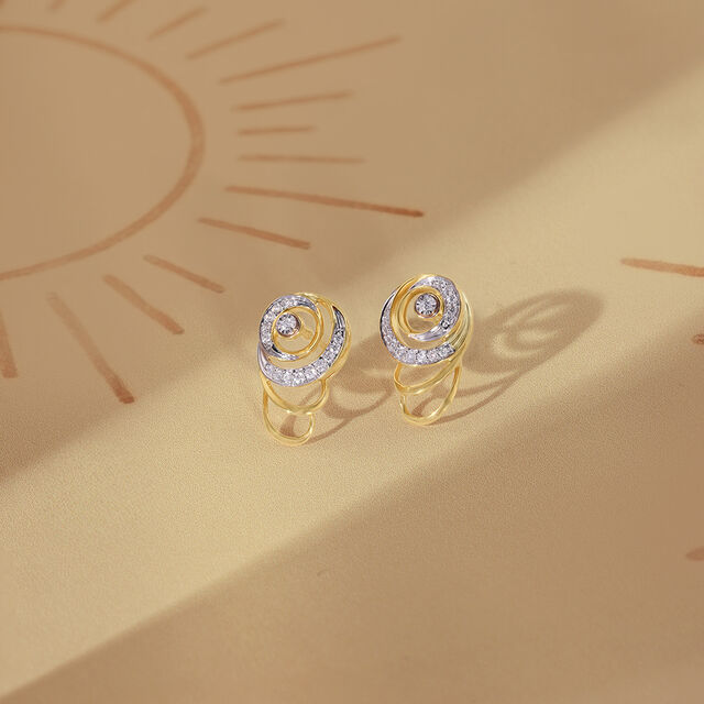 Solar Swirl Diamond Stud Earrings 