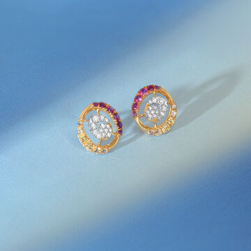 Sunrise Aura Sapphires & Diamond Stud Earrings