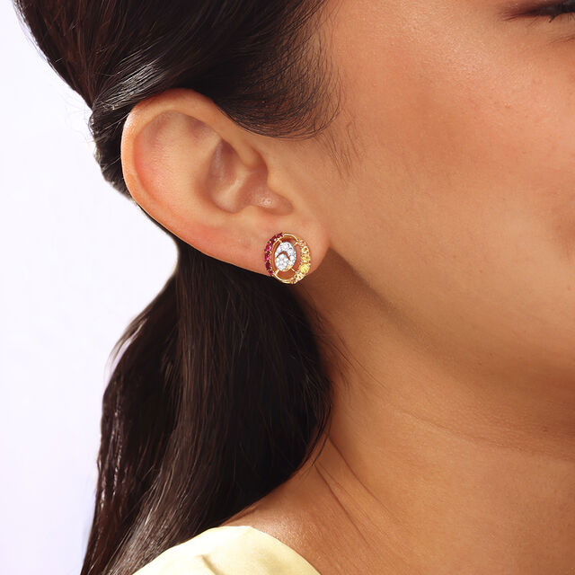 Sunrise Aura Sapphires & Diamond Stud Earrings 2