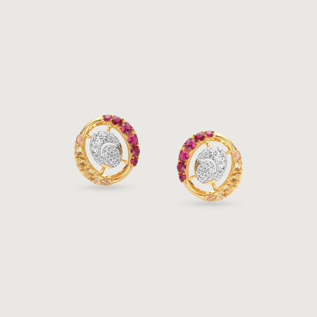 Sunrise Aura Sapphires & Diamond Stud Earrings 4