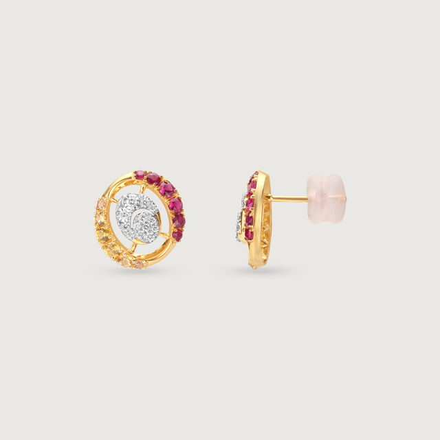 Sunrise Aura Sapphires & Diamond Stud Earrings 5