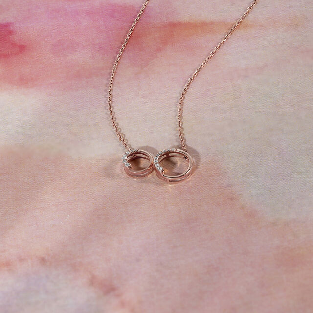 Double Circle Gold & Diamond Necklace 