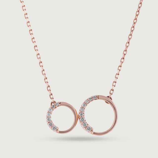 Double Circle Gold & Diamond Necklace 4