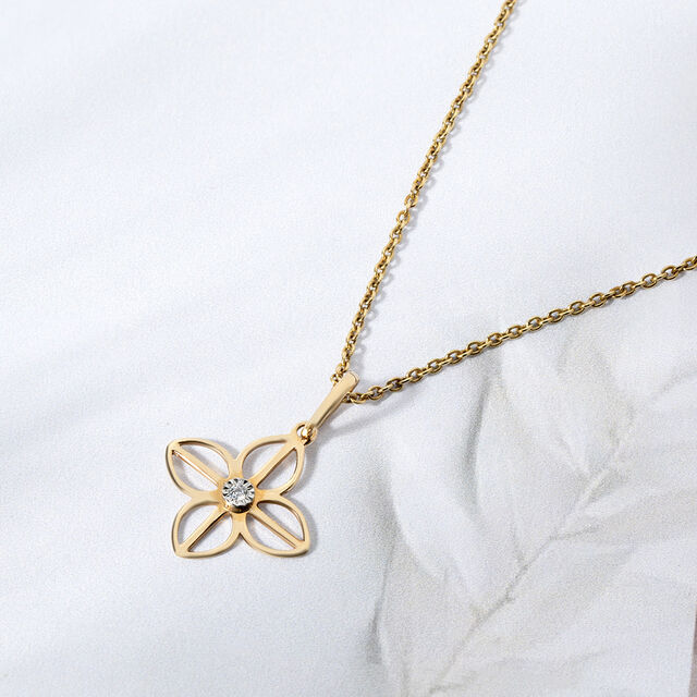 Elegant Floral Gold & Diamond Pendant 
