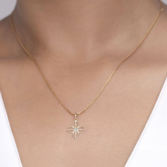 Elegant Floral Gold & Diamond Pendant 2