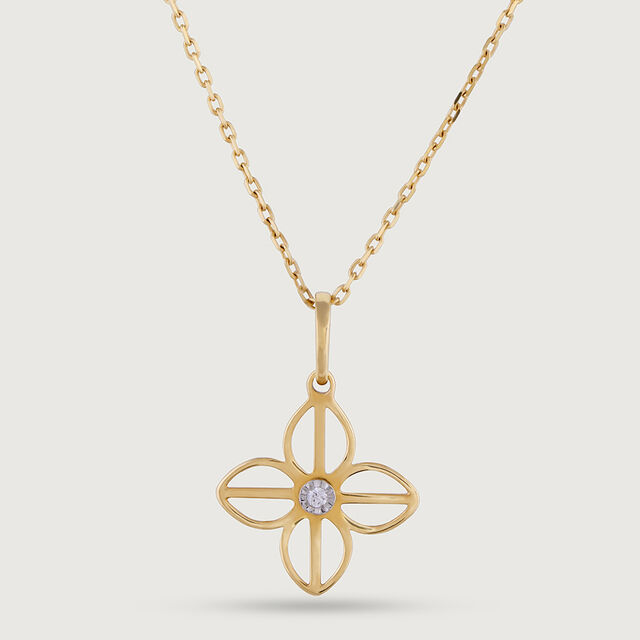 Elegant Floral Gold & Diamond Pendant 3