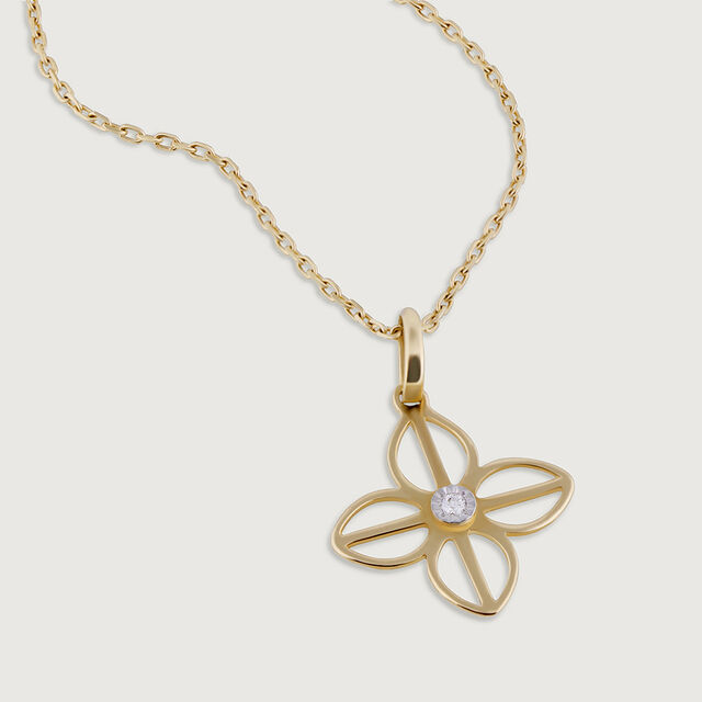 Elegant Floral Gold & Diamond Pendant 4