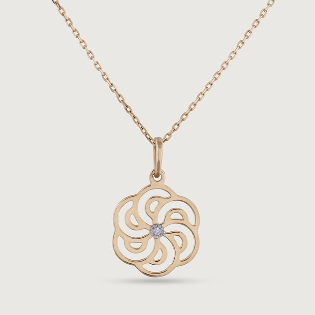 Elegant Floral Gold & Diamond Pendant 4