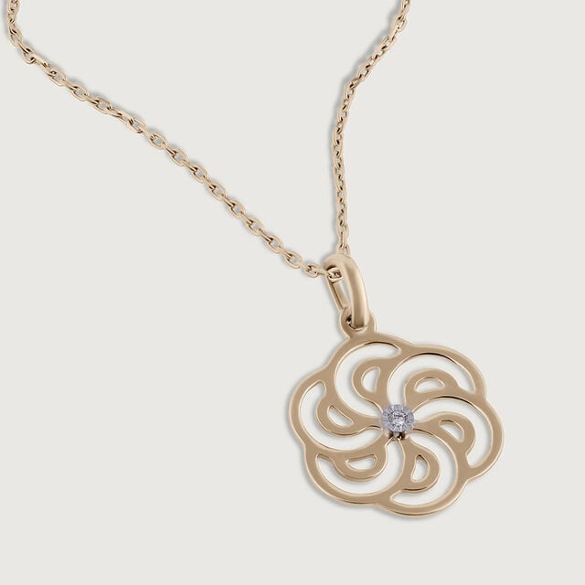 Elegant Floral Gold & Diamond Pendant 5