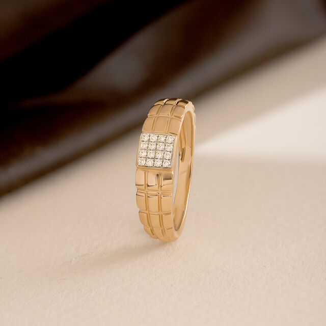Gridlock Drip Gold & Diamond Finger Ring for Men 