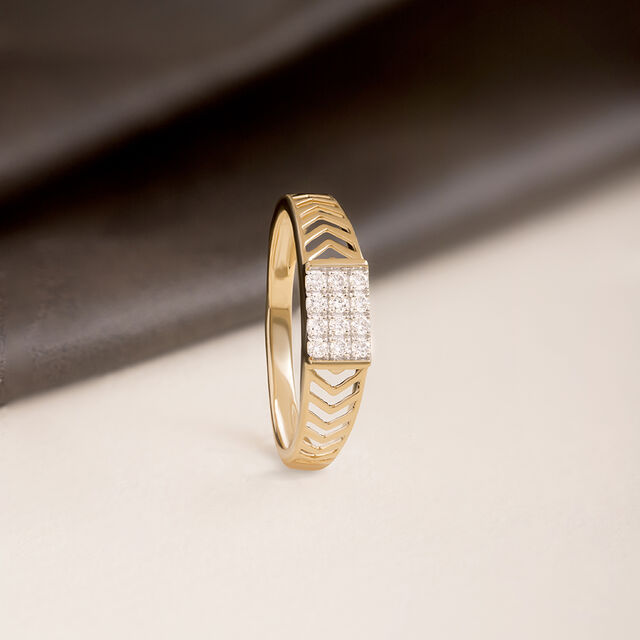 Chevron Shine Gold & Diamond Ring for Men 