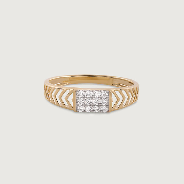 Chevron Shine Gold & Diamond Ring for Men 3