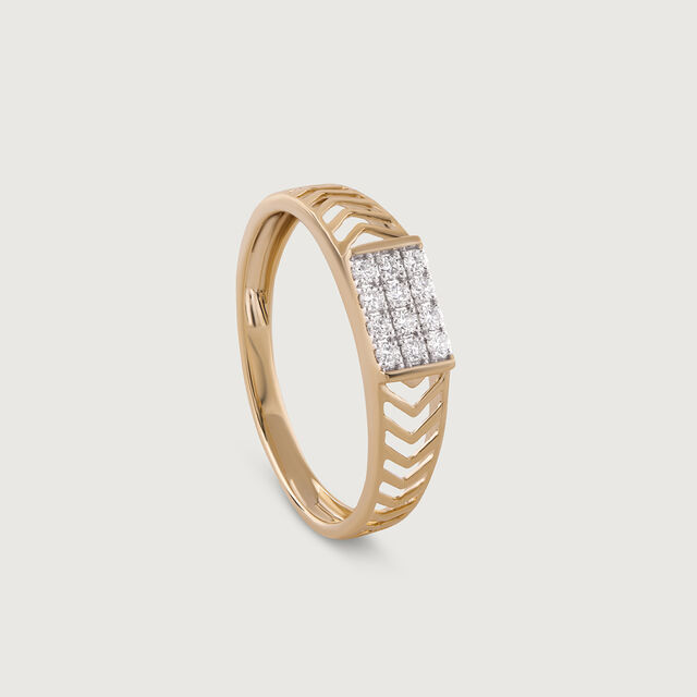 Chevron Shine Gold & Diamond Ring for Men 4