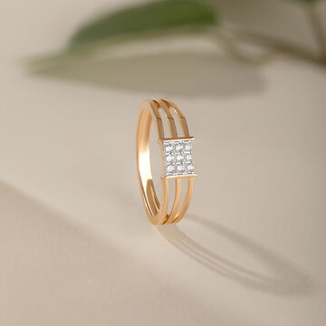 Clean Cuts Gold & Diamond Finger Ring for Men
