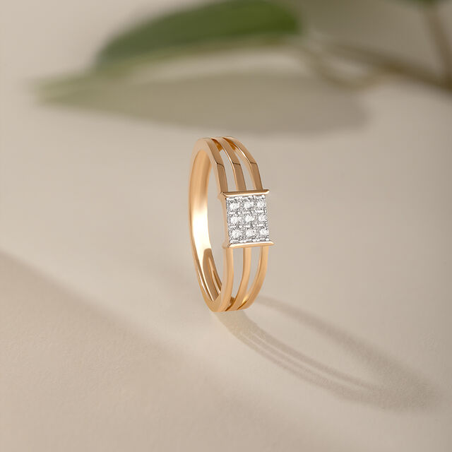 Clean Cuts Gold & Diamond Finger Ring for Men 