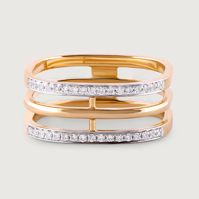 Sleek Layers Gold & Diamond Finger Ring 3