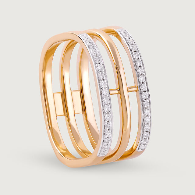 Sleek Layers Gold & Diamond Finger Ring 4