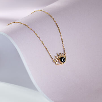 Watchful Wonder Evil Eye Gold Pendant with Chain