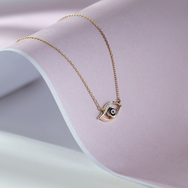 Lucid Lens Evil Eye Gold Pendant with Chain 