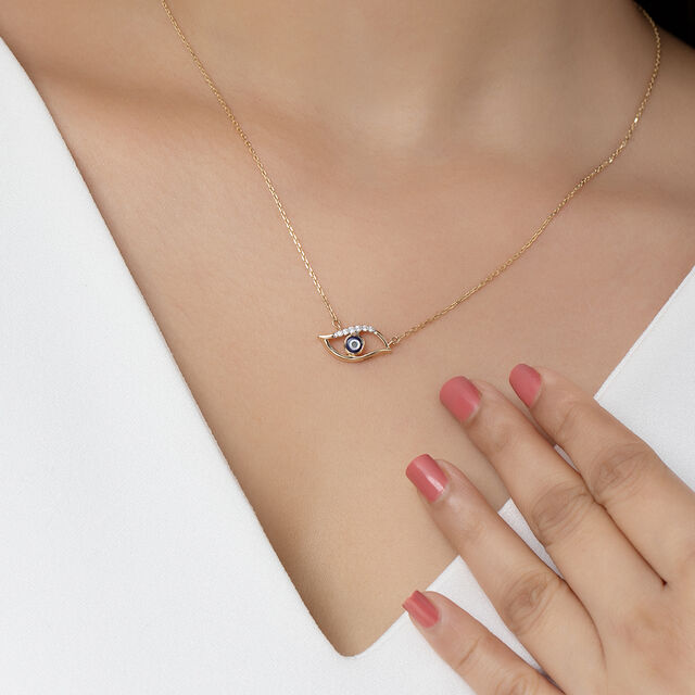 Lucid Lens Evil Eye Gold Pendant with Chain 2