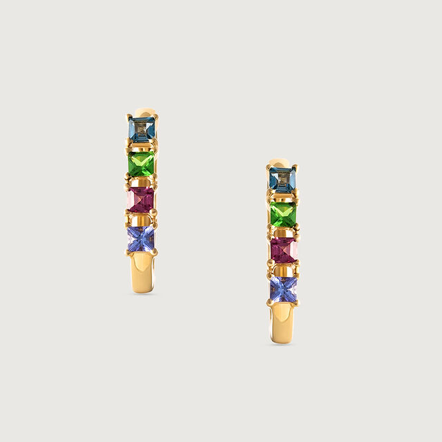 Colourful Charm Garnet & Gold Hoop Earrings