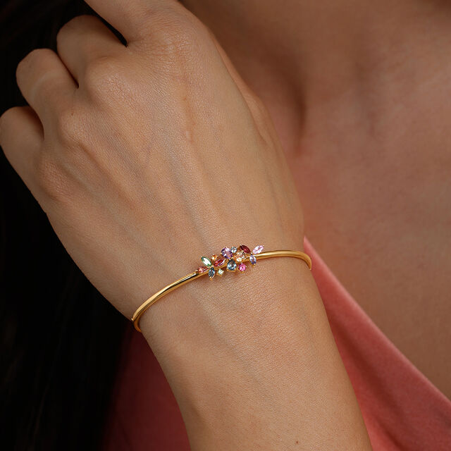 Chic Multitone Gemstone Bangle 2