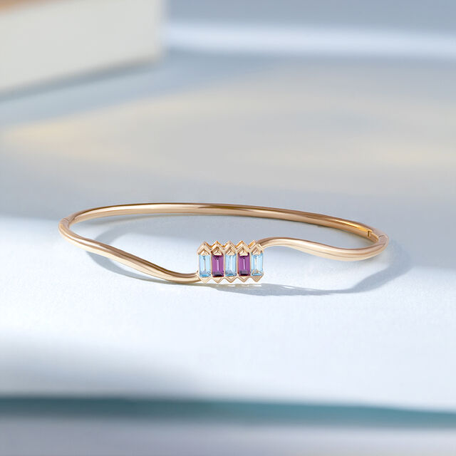 Pink Harmony Garnet & Gold Bangle 
