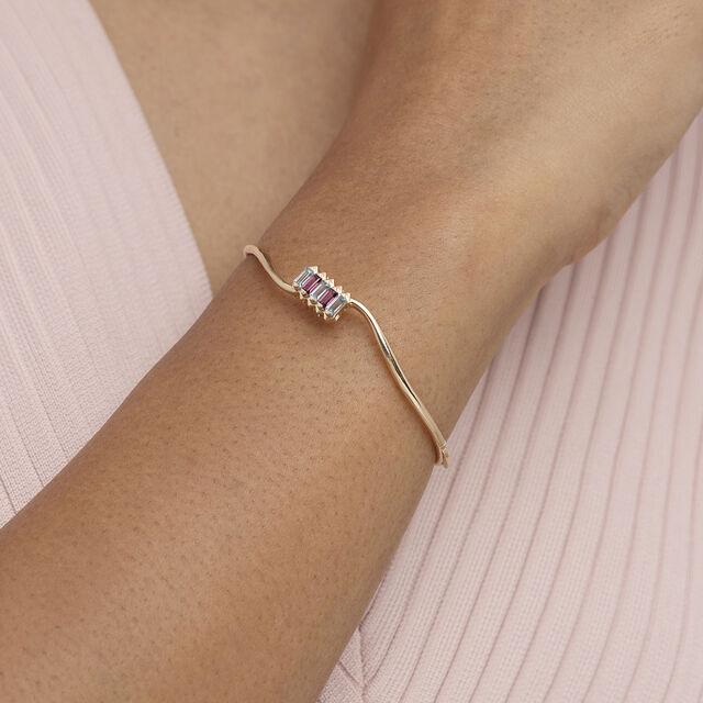 Pink Harmony Garnet & Gold Bangle 2