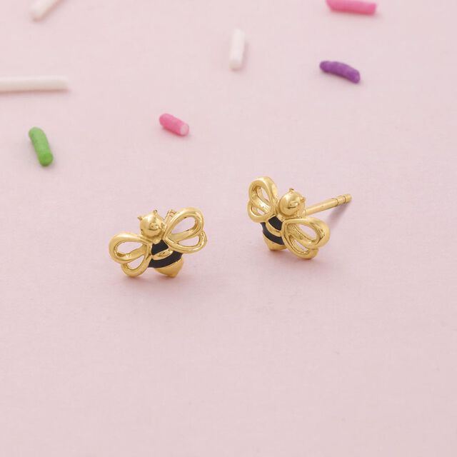 Tanishq 22KT Gold Heart Wing Bee Stud Earrings 