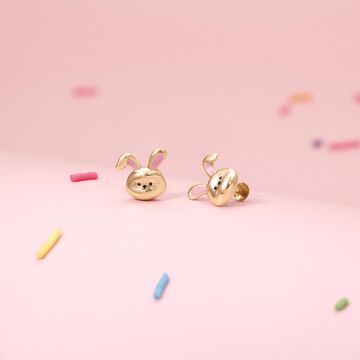 Snuggle Bunny Gold Stud Earrings