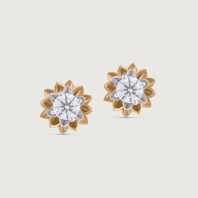 Eternal Bloom 18 kt Gold & Diamond Stud Earrings 4