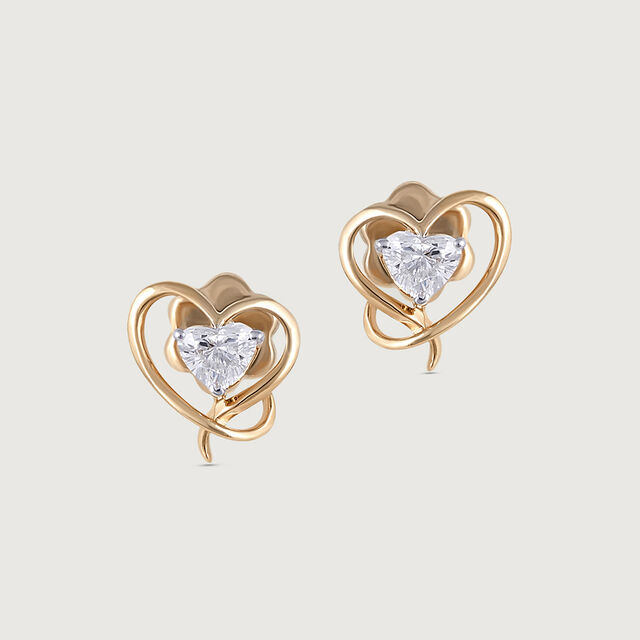 Enchanted Heart 14 kt Gold & Diamond Stud Earrings 4