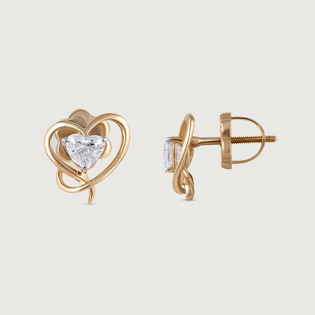 Enchanted Heart 14 kt Gold & Diamond Stud Earrings 5