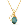 Mia Exquisite Swiss Blue Topaz 18KT Yellow Gold Pisces Birthstone Pendant 