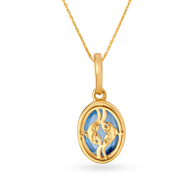 Mia Exquisite Swiss Blue Topaz 18KT Yellow Gold Pisces Birthstone Pendant 3