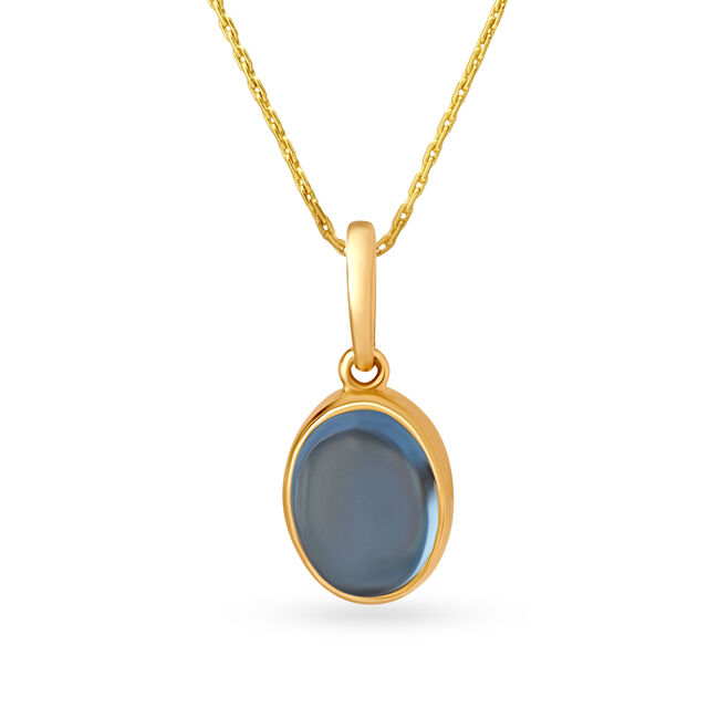 Mia Exquisite Swiss Blue Topaz 18KT Yellow Gold Pisces Birthstone Pendant 7