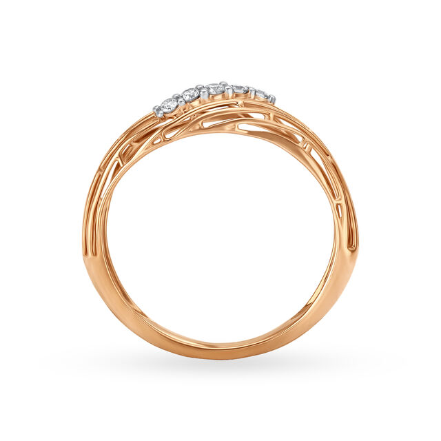 14KT Rose Gold Diamond Finger Ring,,hi-res image number null