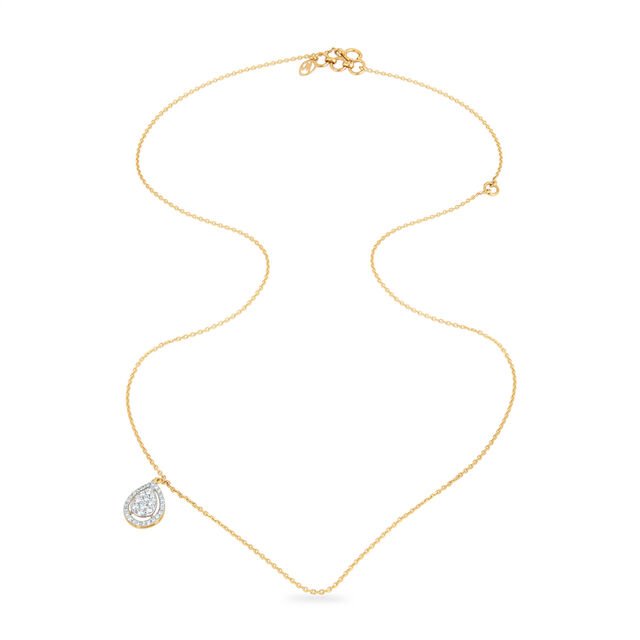 14KT Yellow Gold Drop Of Light Diamond Pendant With Chain,,hi-res image number null