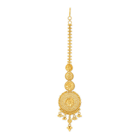Carved Round Gold Maang Tikka