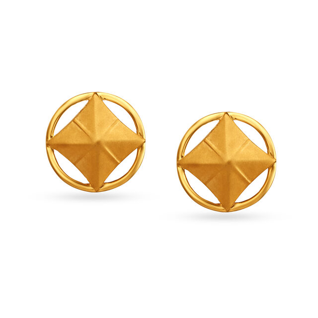 Attractive Rhombic Gold Stud Earrings,,hi-res image number null