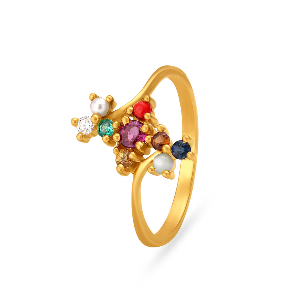 Modern Navaratna Ring Designs for Men at Candere by Kalyan Jewellers.