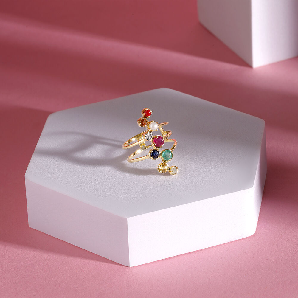 Chic Fusion 14KT Navaratna Finger Ring