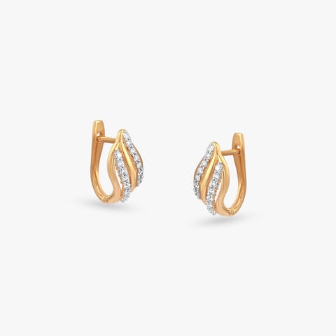 Woven Wave Diamond Hoop Earrings