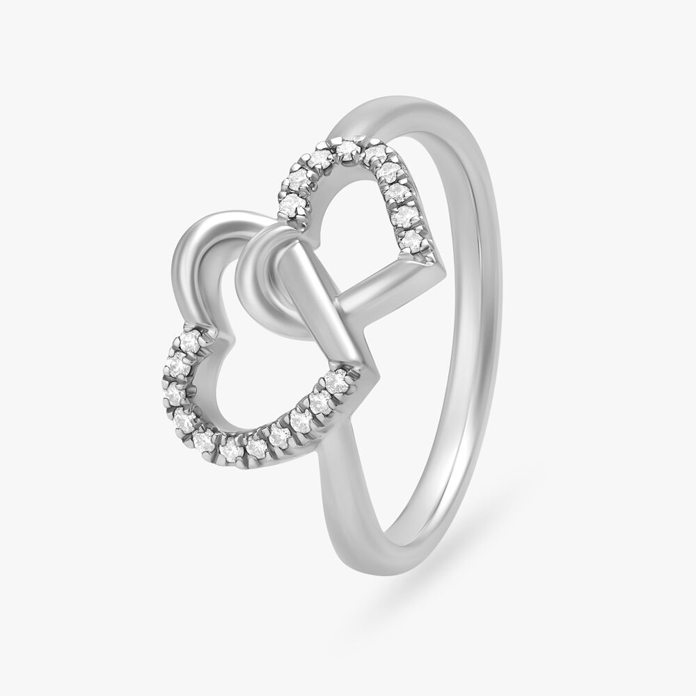 Heart Motif White Platinum Finger Ring