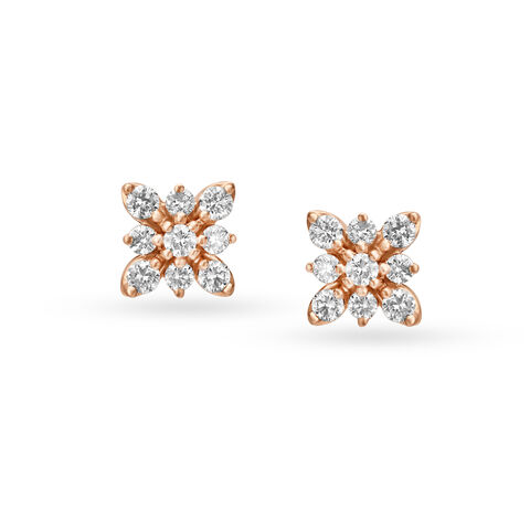 Floral Diamond Stud Earrings