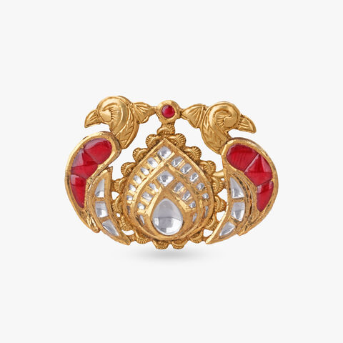 Twin Peacock Crest Ring