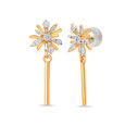 14 KT Yellow Gold Blooming Diamond Stud Earrings,,hi-res image number null